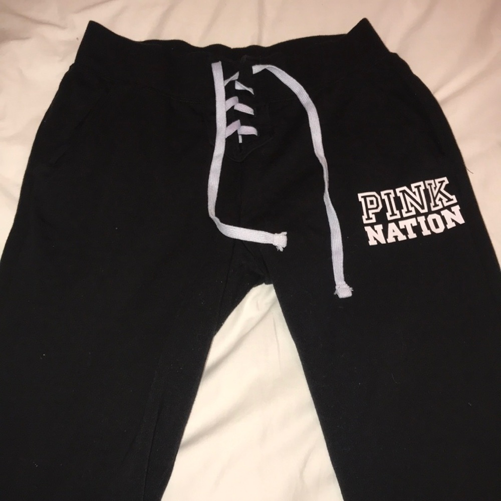 PINK lace up joggers